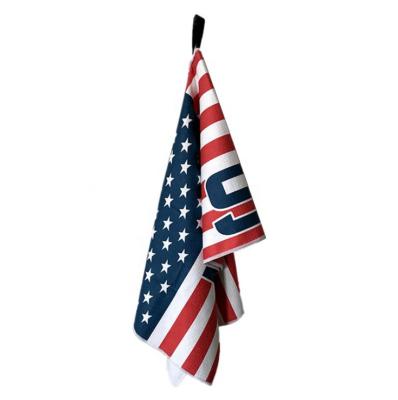 China Child Safe Custom Microfiber Waffle Golf Towel USA Flag Printing Towel Golf for sale