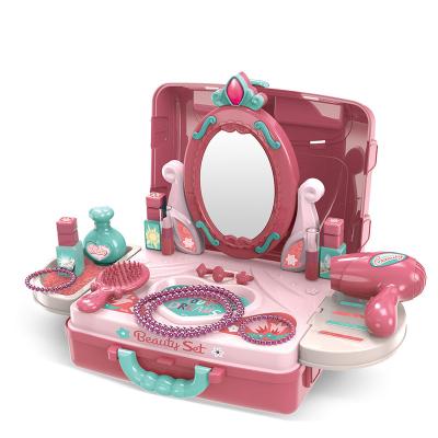 China With battery (not included) girls play vanity sets makeup vanity play set with mirror and makeup table for kids beauty set with fashion make up accessories for sale