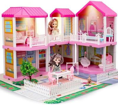 China Customizable 3D Dollhouse Electronic Toy Girls Dream Miniature Baby Doll Houses Electronic Outdoor Toys Blocks With Accessories And Furniture Figure for sale