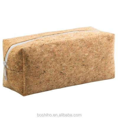 China Fashionable Natural Cork Leather Cosmetic Clutch Bag Makeup Bag for sale