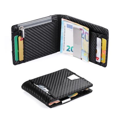 China Carbon fiber Boshiho PU men's carbon fiber wallet rfid blocking rfid money clip wallet for sale