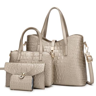 China Large Capacity Hot Selling Luxury Ladies Fashion Purses Alligator Leather Handbags Sets With 4 Pieces For Women for sale