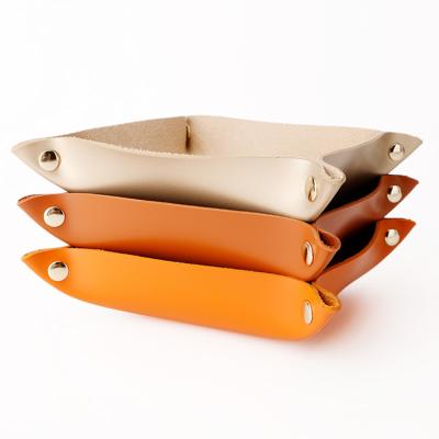 China Leather Square Stocked Tray Custom Jewelry PU Leather Tray for sale