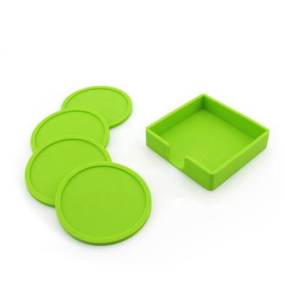 China Sustainable Wholesale Flexible Durable Round Custom Tray Silicone Coaster With Holder Set for sale