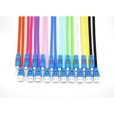 China Mobile Phone Smiley Happy Face LED Micro USB to USB Charging Sync Cable - 10 Different Colors! for sale