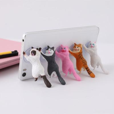 China Lovely Adjustable Cat Smart Phone Bracket Desktop Stand Phone Holder Accessories For Mobile Phones PVC for sale