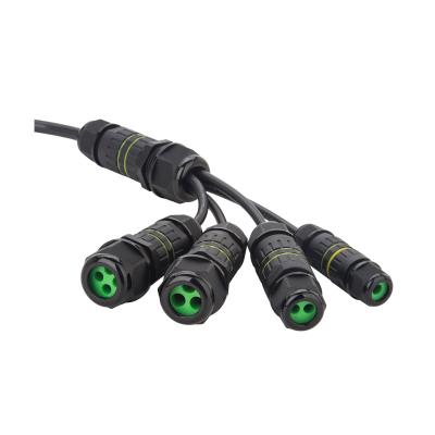 China Outdoor Landscape Lighting M25 1 In 4 Black Color Portable Straight Waterproof Electrical Cable Connector IP68 for sale