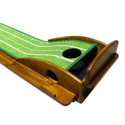 China Sustainable Sport Practice High Quality Wooden Partition Sustainable Practice Putting Mat Double Holes Indoor Golf for sale