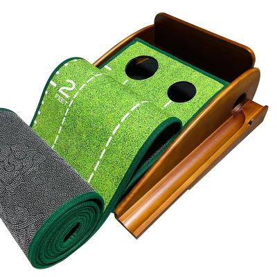 China New Home Golf Putting Trainer Practice Mats For Mini Golf At Indoor Golf Practice Golf Training Equipment Putting Green Home With Ball Return for sale