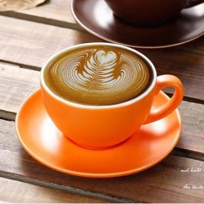 China Sustainable Wholesale Custom Logo Ceramic Tea Espresso Colorful Coffee Cup And Saucer Set For Restaurant Home for sale