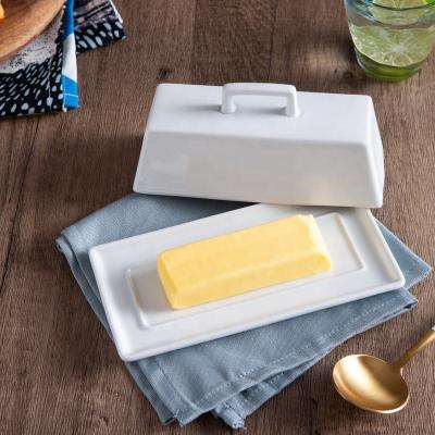 China Viable custom Nordic new style ceramic butter dish with lid for wholesale ceramic rectangle butter dish with lid for sale