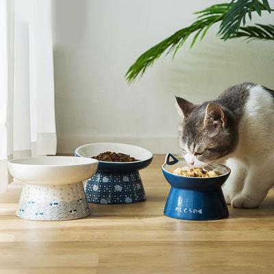 China Factory Direct Selling Automatic Japanese Style Cat Ceramic Pet Feeding Bowl Cute Cat Bowl Food Water Bowl For Bedroom for sale