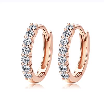 China Charming Elegant Zircon Earrings Circle Earrings S925 Sterling Silver Small Stud Earrings Rose Gold Plated Earrings for sale