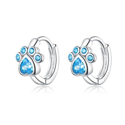 China 2020 New Design Cat Paw Print Cat Paw Print Charming Elegant S925 Zircon Stud Earrings Fashion Elegant Simple Stud Earrings Sterling Silver for sale