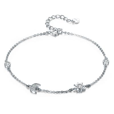 China Nickel Free Popular Bracelet S925 Sterling Silver Sun And Moon Shiny Sterling Silver Bracelet for sale