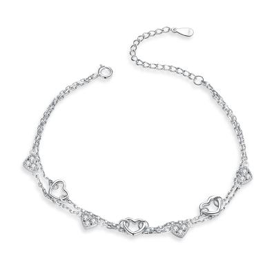 China Heart Bracelet S925 Nickel Free Silver Platinum Plated Simple Fashion Charms Bracelet for sale