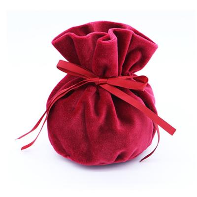 China OEM+ODM+Wholesale Custom Jewelry Product Packaging Cute Round Shape Velvet Jewelry Bag Gift for sale