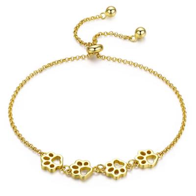 China Fashionable Cute 925 Gold Plating Sterling Silver Cat Paws Chain Link Bracelet Nickel Free for sale