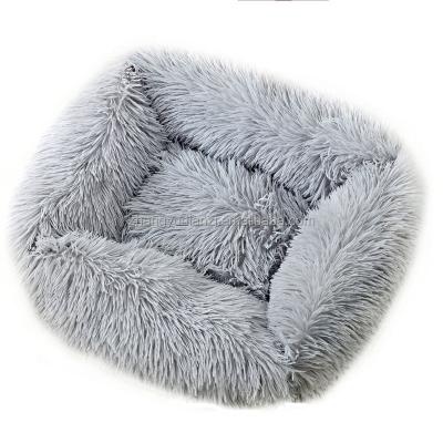 China Sustainable Hot Selling Luxury Pet Long Rectangle Faux Fur Cat Dog Bed for sale