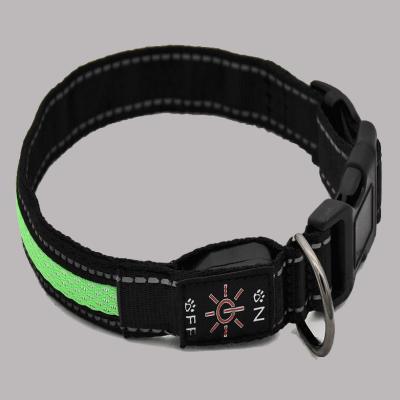 China Adjustable Confirmed Polyester Glow Pursuit Dog Pet Collar with 3 Flashing Modes for sale