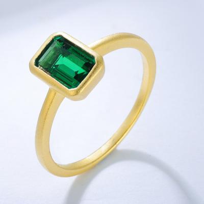 China ANSTER Emerald Cut Silver Ring 925 FASHION Factory Solitaire Gemstone With Stone Zambian Emerald for sale