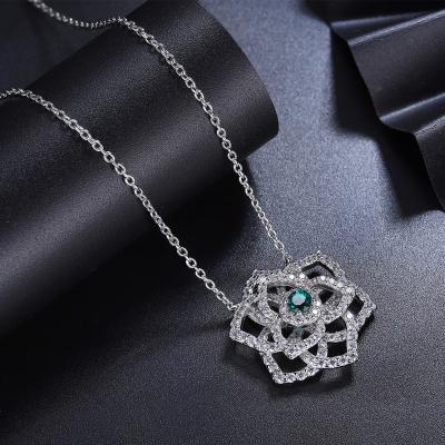 China FASHIONABLE Emerald Gemstone S925 Sterling Silver Dainty Necklaces For Anniversary Wedding Party Of Sterling Silver 925 Jewelry Necklace for sale