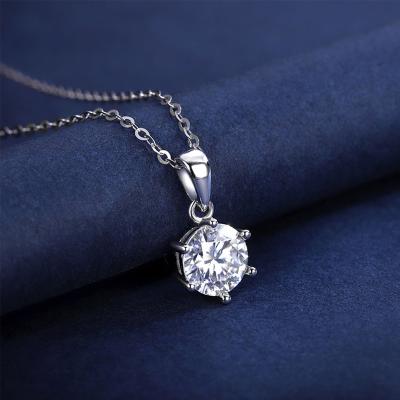 China Wholesale Custom 6 Sterling Silver Moissanite Necklace For Women CLASSIC Delicacy 925 Claw Jewelry for sale