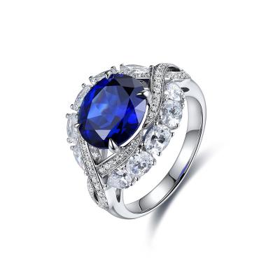 China CLASSIC Pure Gemstone Ring Women Jewelry Engagement Ring of 925 Sterling Silver Jewelry Blue Sapphire for sale