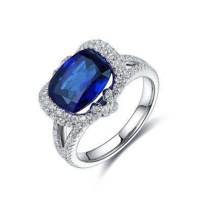 China CLASSIC Customized S925 Sterling Silver Material Ring Band Cushion Cut Sapphire Gemstone Ring For Men Women for sale