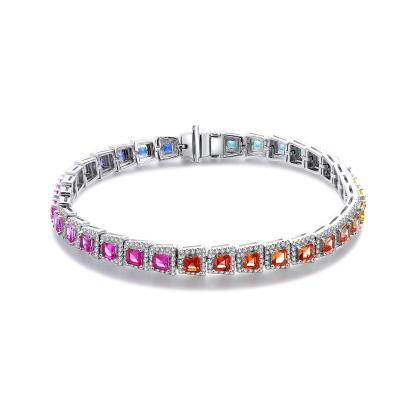 China High Quality Lady's Solid Silver Diamond Jewelery Slim Bracelet For Factory Wholesale Rainbow Nickel Free Design Bracelet China for sale