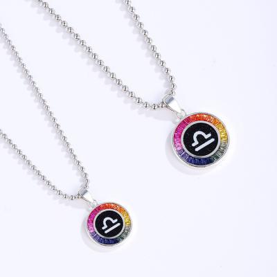 China High Quality 925 Sterling Silver Round 12 Zodiac Constellations Signs Lead Free Nickel Free Pendant Necklace for sale