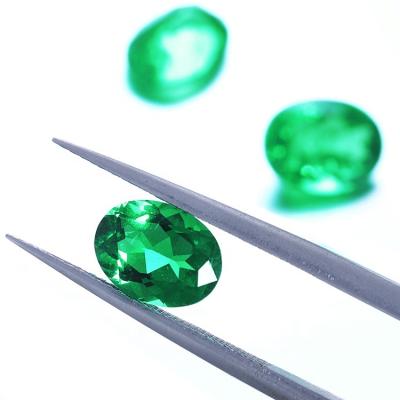 China Color Play Or Fire Factory Direct Sale Wholesale Price Oval Cut Loose Gemstone Lab Created Emerald For Jewelry for sale