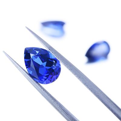 China Color Play Or Fire Customized 8*6mm 9x6mm Pear Cut Blue Sapphire Stones Price Per Carat Lab Blue Sapphire for sale