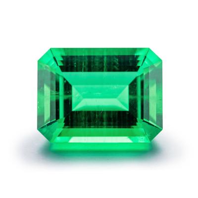 China Color Play or Fire Lab Created Hydrothermal Emerald Loose Gemstone 1ct Emerald Cut Price Per Carat Stone for sale