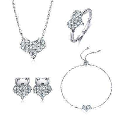 China fashion & Fashion Jewelry Sets Customizable Women 925 Sterling Silver Moissanite Jewelry Heart Shape Jewelry Sets from ANSTER for sale