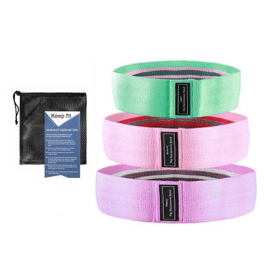 China Portable 3 Pack Non Slip Elastic Workout Cotton Fabric Booty Resistance Band Fitness for sale