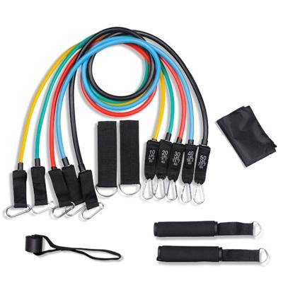 China Portable 11pcs Set 5 Levels Gym Stretch Resistance Bands Tubes Latex Rise for sale