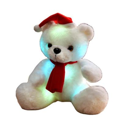 China Kids Toy Gift Logo OEM Custom 28cm Night Glow Companion Soft Teddy Bear Plush Toy Doll With Light Up Christmas Led Teddy Bear With Song for sale