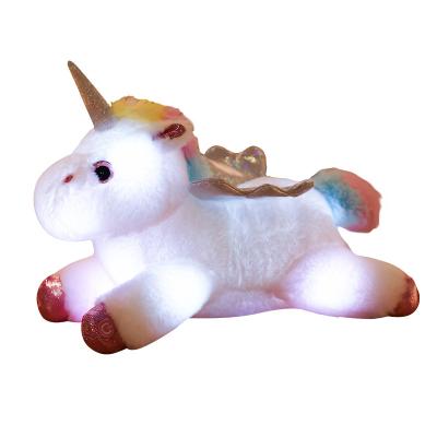 China Plush Toy China Supplier 38CM LED Soft Lying Luminous Electronic Led Unicorn Plush Toy With Grow LED Custom for sale