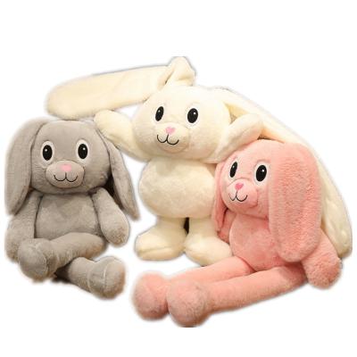 China Interactive Plush Pink Toys Ear-Pulling Toy Can Pull Ear Rabbit The Legs Stuffed Plush Bunny Doll Stretch Rabbit Long Along Legs for sale