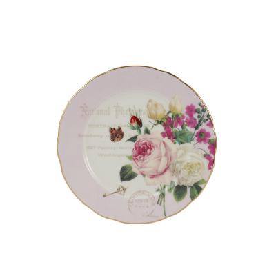 China Stechcol Viable Handcraft 7.5 Inch Gold Rim Dinner Sets Cheap Price Ceramic Party Style Dish for sale