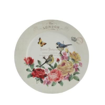 China Viable Handcraft The Flower Bird 10.5 Inch Fine Bone China S16645BC-CRE-PLT265RP Round Dish Dinner for sale