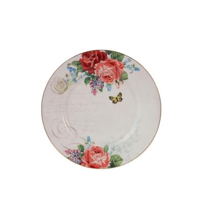 China Viable Handcraft 7.5 Inch Gold Rim Dinner Sets Cheap Price Ceramic Party Pattern Technique Dish for sale