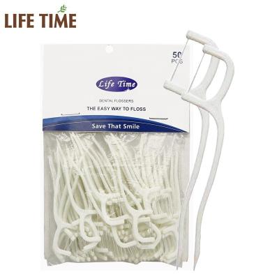 China Wholesale 50pcs Disposable Home High Quality Free Sample Teeth Flosser Private Label Dental Floss Picks for sale