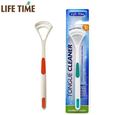 China PP+Soft Dental Wholesale Plastic Tongue Supplies Tongue Scraper Beauty Teeth TPR Cleaner Scraper for sale