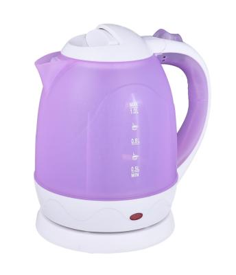 China 360 degree rotation base 1.0/1.2 liter 1000W small capacity plastic electric kettle with nice design for sale