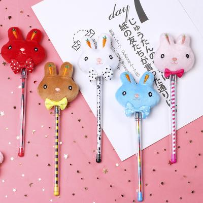 China Neutral Gel Pen For Student Gifts Pen Head Custom Logo Carrot Rabbit Cartoon Rabbit Normal Creative Plush Toy for sale