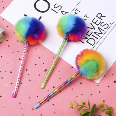 China Creative Plush Ball Pen Cartoon Color Normal Ball Pen Student Gift Pen Creative Stationery for sale