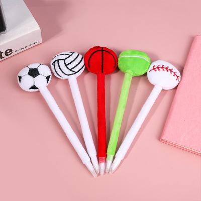 China Natural Creative Gifts Pen Plush Cloth Sport Basketball Plastic Neutral Gel Pen for sale