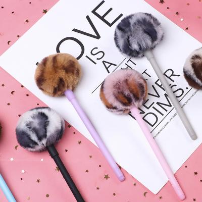 China Neutral Pen Solid Color Pole Needle Gel Ball Pompom Pen Neutral Creative Plush Tube Neutral Pen for sale